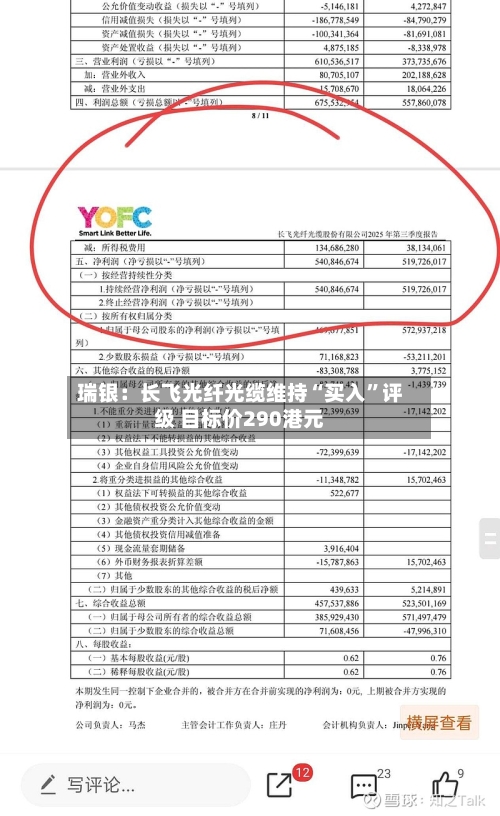 瑞银：长飞光纤光缆维持“买入”评级 目标价290港元-第2张图片
