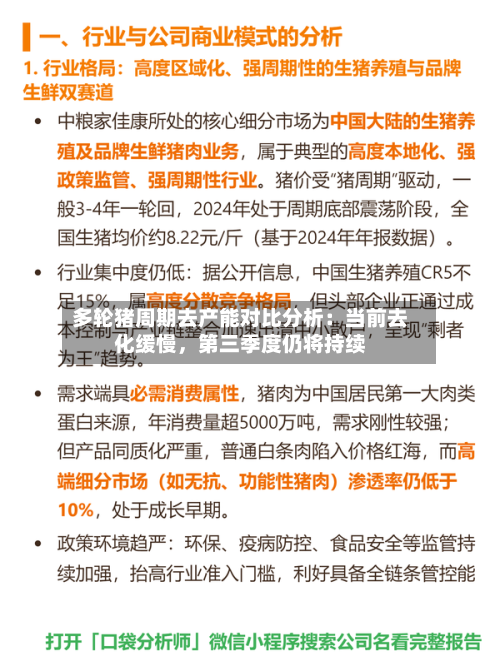 多轮猪周期去产能对比分析：当前去化缓慢，第三季度仍将持续