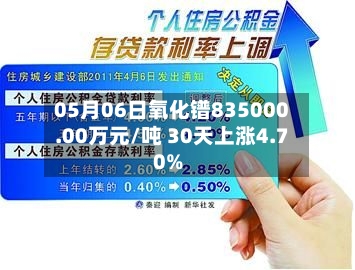05月06日氧化镨835000.00万元/吨 30天上涨4.70%