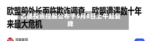 乙德投资控股公布于5月8日上午起复牌