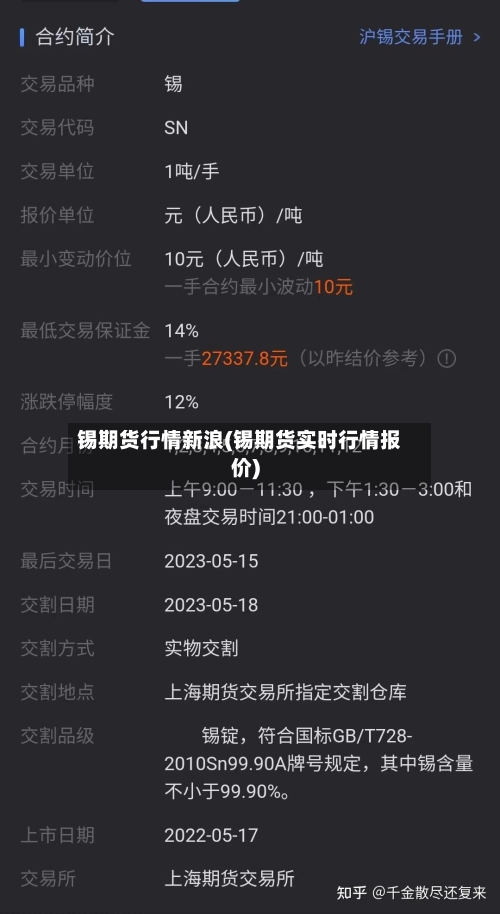 锡期货行情新浪(锡期货实时行情报价)