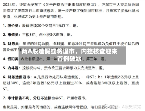 两A股造假或将退市，内控核查迎来首例破冰-第2张图片
