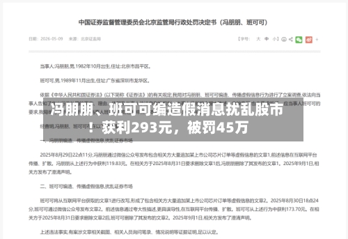 冯朋朋	、班可可编造假消息扰乱股市！获利293元，被罚45万-第2张图片