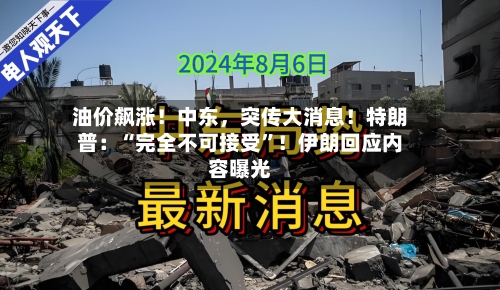 油价飙涨！中东，突传大消息！特朗普：“完全不可接受”！伊朗回应内容曝光
