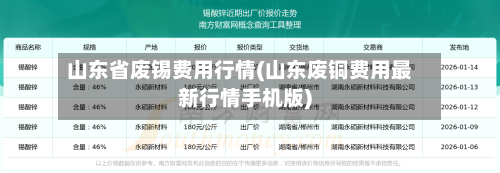 山东省废锡费用行情(山东废铜费用最新行情手机版)