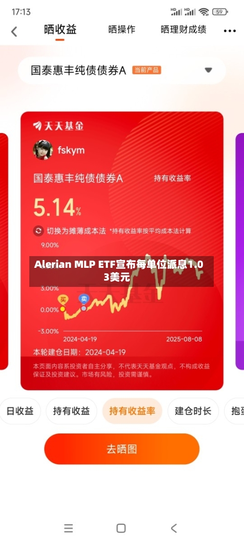 Alerian MLP ETF宣布每单位派息1.03美元