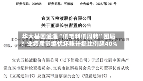 华大基因遭遇“低毛利低周转”困局？业绩质量堪忧坏账计提比例超40%