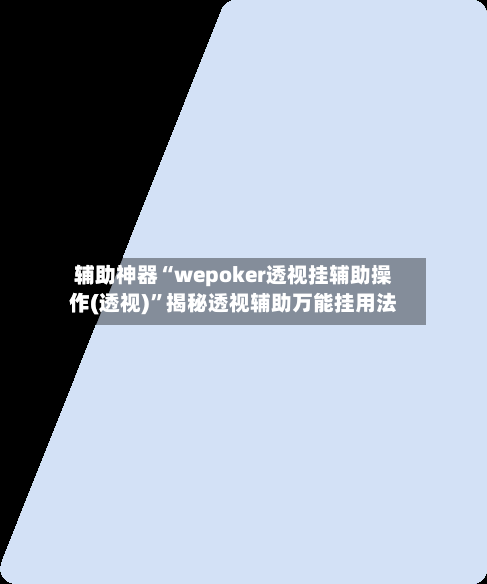 辅助神器“wepoker透视挂辅助操作(透视)”揭秘透视辅助万能挂用法-第3张图片