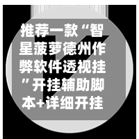 推荐一款“智星菠萝德州作弊软件透视挂”开挂辅助脚本+详细开挂安装教程-第3张图片