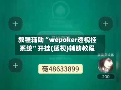 教程辅助“wepoker透视挂系统”开挂(透视)辅助教程-第2张图片