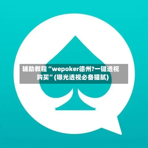 辅助教程“wepoker德州?一键透视购买”(曝光透视必备猫腻)