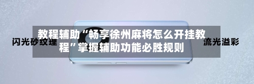 教程辅助“畅享徐州麻将怎么开挂教程”掌握辅助功能必胜规则-第3张图片