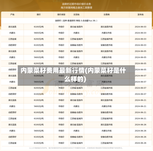 内蒙菜籽费用最新行情(内蒙菜籽是什么样的)
