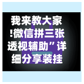 我来教大家!微信拼三张透视辅助	”详细分享装挂步骤-第2张图片