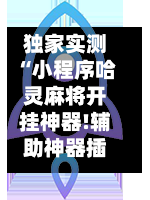 独家实测“小程序哈灵麻将开挂神器!辅助神器插件下载-第2张图片