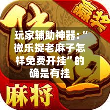 玩家辅助神器:“微乐捉老麻子怎样免费开挂”的确是有挂