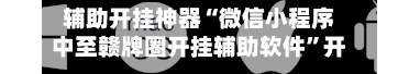 辅助开挂神器“微信小程序中至赣牌圈开挂辅助软件	”开挂神器{透视辅助}全揭秘-第2张图片