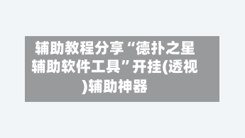 辅助教程分享“德扑之星辅助软件工具”开挂(透视)辅助神器-第3张图片