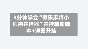 3分钟学会“微乐麻将小程序开挂器”开挂辅助脚本+详细开挂-第2张图片