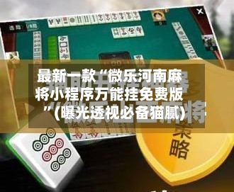 最新一款“微乐河南麻将小程序万能挂免费版”(曝光透视必备猫腻)-第2张图片
