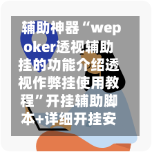 辅助神器“wepoker透视辅助挂的功能介绍透视作弊挂使用教程”开挂辅助脚本+详细开挂安装教程-第2张图片
