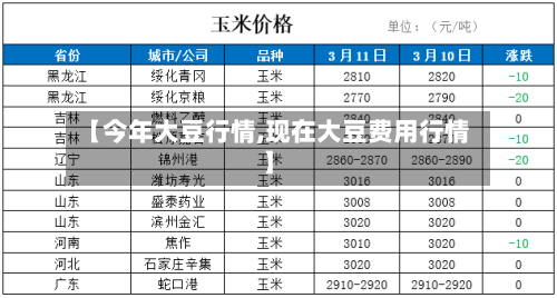 【今年大豆行情,现在大豆费用行情】