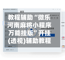 教程辅助“微乐河南麻将小程序万能挂版”开挂(透视)辅助教程-第3张图片