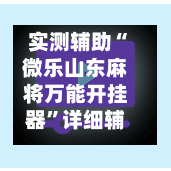 实测辅助“微乐山东麻将万能开挂器”详细辅助软件教程