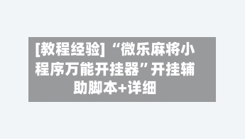 [教程经验] “微乐麻将小程序万能开挂器”开挂辅助脚本+详细-第3张图片