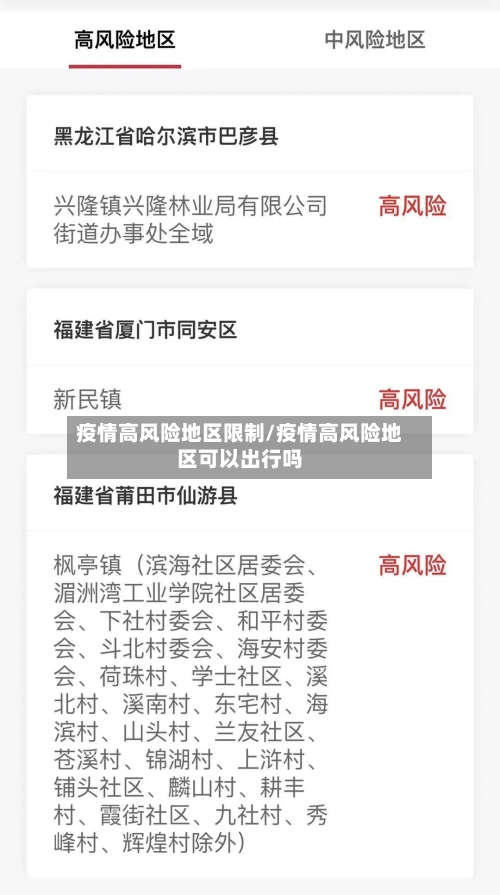 疫情高风险地区限制/疫情高风险地区可以出行吗