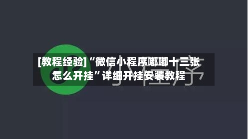 [教程经验]“微信小程序嘟嘟十三张怎么开挂”详细开挂安装教程