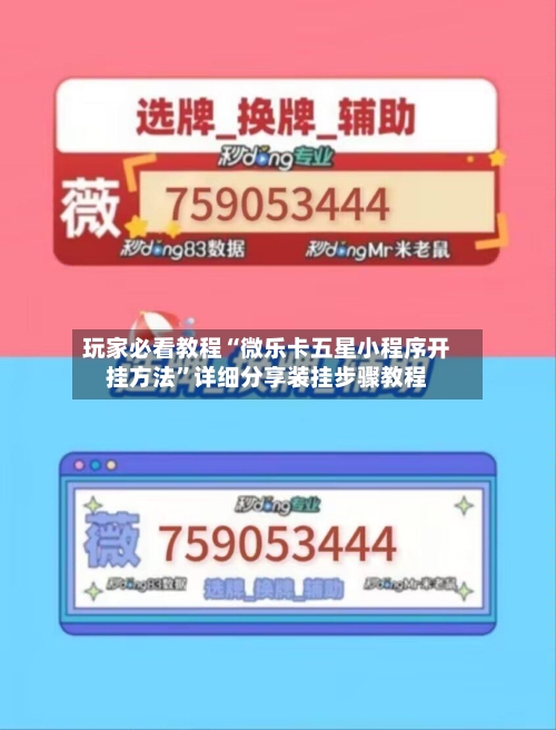 玩家必看教程“微乐卡五星小程序开挂方法”详细分享装挂步骤教程-第2张图片