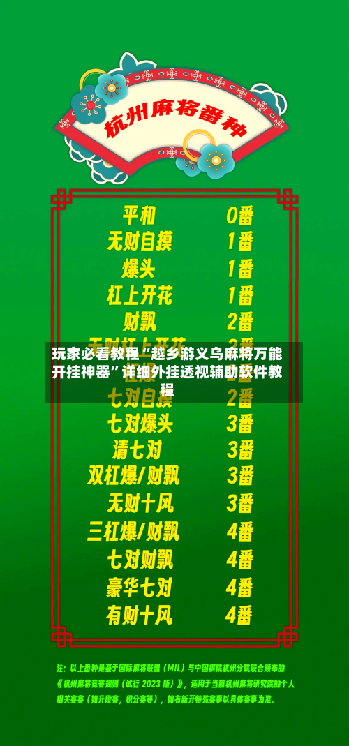 玩家必看教程“越乡游义乌麻将万能开挂神器”详细外挂透视辅助软件教程