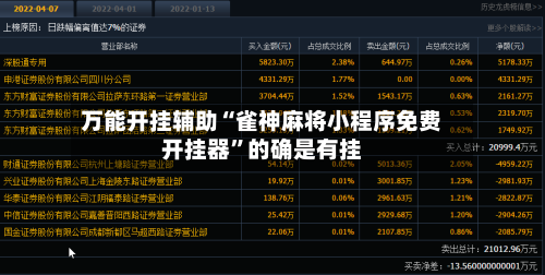 万能开挂辅助“雀神麻将小程序免费开挂器”的确是有挂