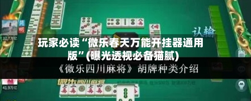 玩家必读“微乐春天万能开挂器通用版”(曝光透视必备猫腻)-第3张图片