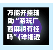 万能开挂辅助“游玩广西麻将有挂吗”(详细透视教程)-知乎-第2张图片