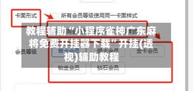 教程辅助“小程序雀神广东麻将免费开挂器下载	”开挂(透视)辅助教程-第2张图片
