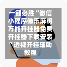 一键必胜“微信小程序微乐麻将万能开挂器免费开挂器下载安装	”透视开挂辅助教程-第2张图片