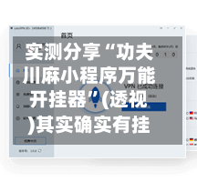 实测分享“功夫川麻小程序万能开挂器”(透视)其实确实有挂-第2张图片