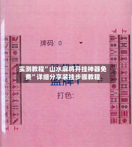实测教程”山水麻将开挂神器免费”详细分享装挂步骤教程-第2张图片