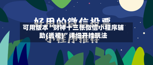 可用版本“财神十三张微信小程序辅助(透视)”详细开挂玩法-第2张图片