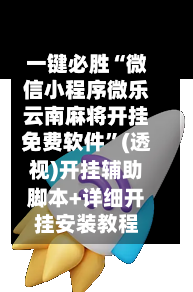 一键必胜“微信小程序微乐云南麻将开挂免费软件	”(透视)开挂辅助脚本+详细开挂安装教程-第2张图片