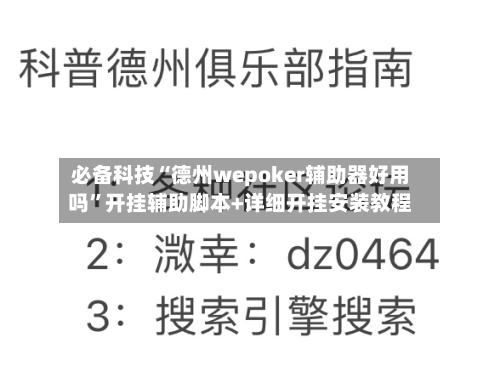 必备科技“德州wepoker辅助器好用吗”开挂辅助脚本+详细开挂安装教程-第2张图片