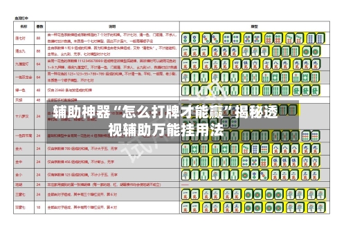 辅助神器“怎么打牌才能赢”揭秘透视辅助万能挂用法-第2张图片