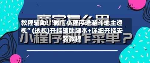 教程辅助!“微信小程序途游斗地主透视”(透视)开挂辅助脚本+详细开挂安装教程-第2张图片