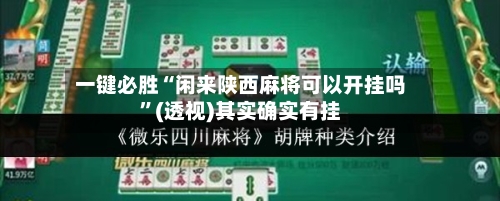一键必胜“闲来陕西麻将可以开挂吗”(透视)其实确实有挂-第2张图片