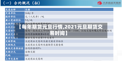 【每年期货元旦行情,2021元旦期货交易时间】