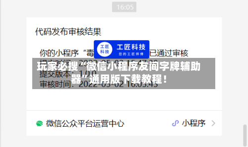 玩家必搜“微信小程序友间字牌辅助器”通用版下载教程！-第2张图片