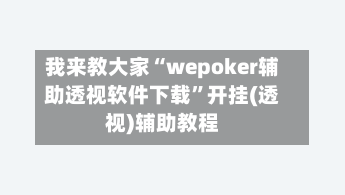 我来教大家“wepoker辅助透视软件下载”开挂(透视)辅助教程-第3张图片